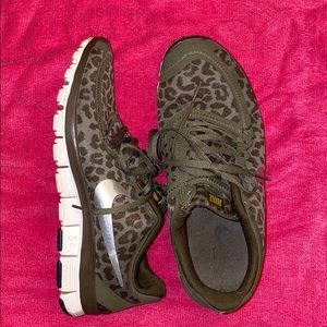 Army green leopard Nike sneakers